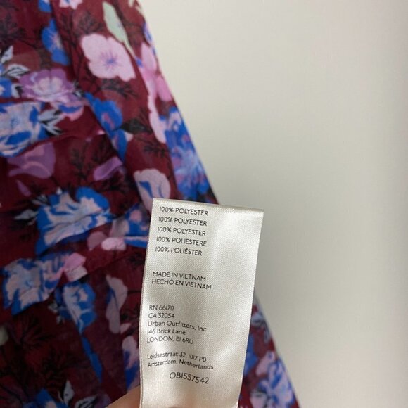 Free People Floral Maybel Blouse V Neck Long Sleeve Sheet Ruffle Shirt Womens M - Picture 6 of 8